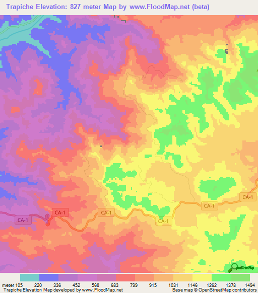 Trapiche,Honduras Elevation Map