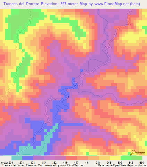 Trancas del Potrero,Honduras Elevation Map