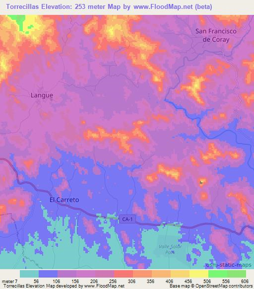Torrecillas,Honduras Elevation Map