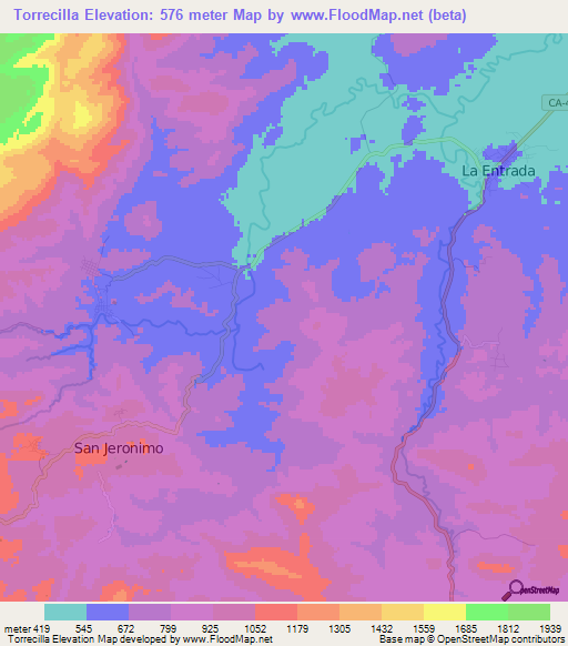 Torrecilla,Honduras Elevation Map