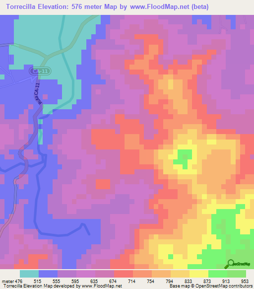 Torrecilla,Honduras Elevation Map