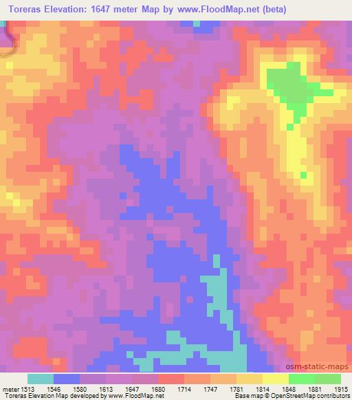 Toreras,Honduras Elevation Map