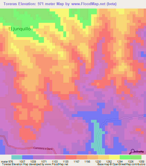 Toreras,Honduras Elevation Map