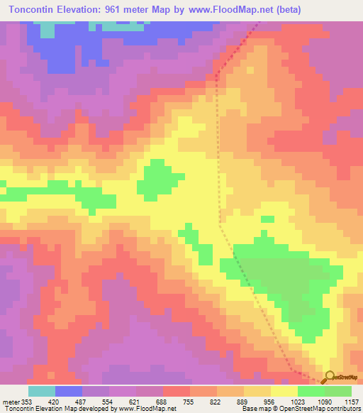 Toncontin,Honduras Elevation Map