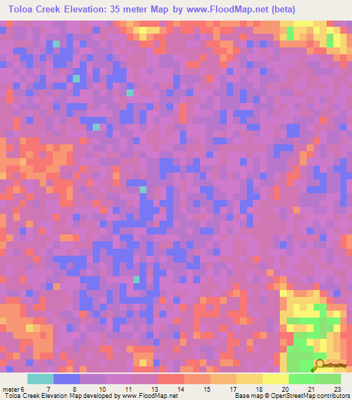 Toloa Creek,Honduras Elevation Map