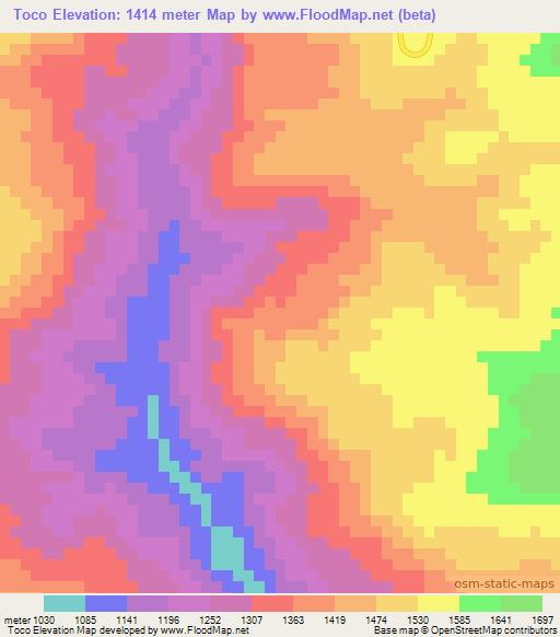 Toco,Honduras Elevation Map