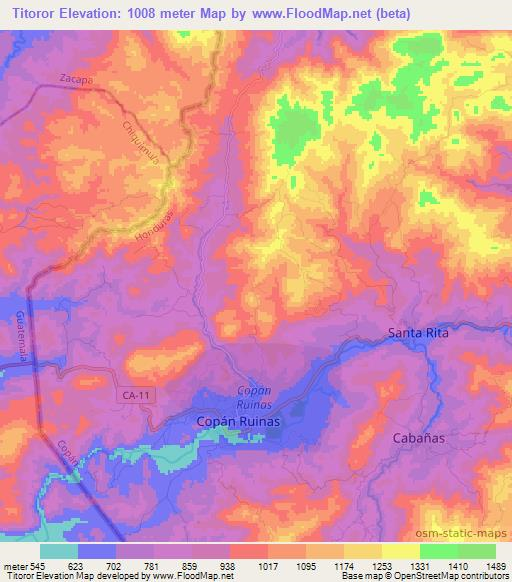 Titoror,Honduras Elevation Map