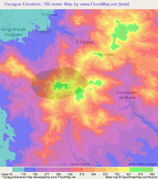 Tiscagua,Honduras Elevation Map