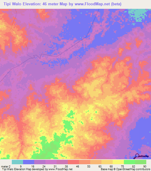 Tipi Walo,Honduras Elevation Map