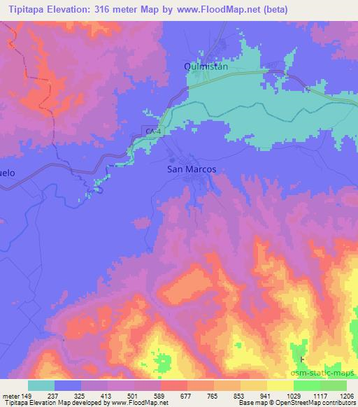 Tipitapa,Honduras Elevation Map