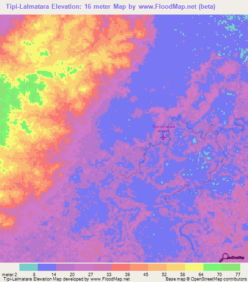 Tipi-Lalmatara,Honduras Elevation Map