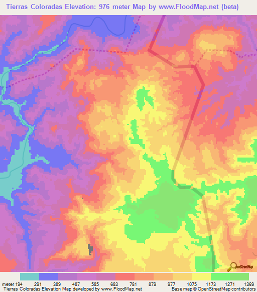 Tierras Coloradas,Honduras Elevation Map