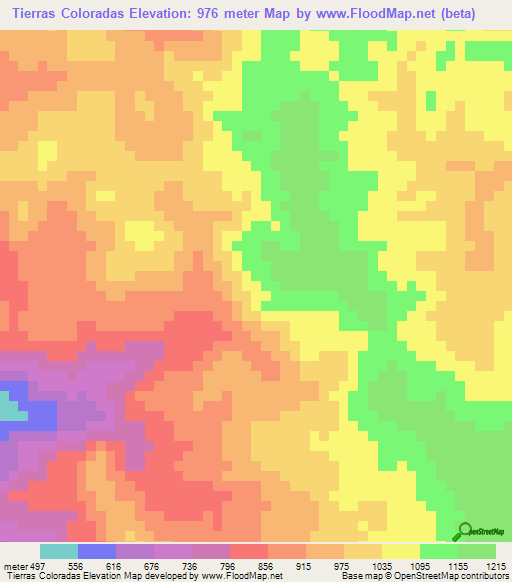 Tierras Coloradas,Honduras Elevation Map
