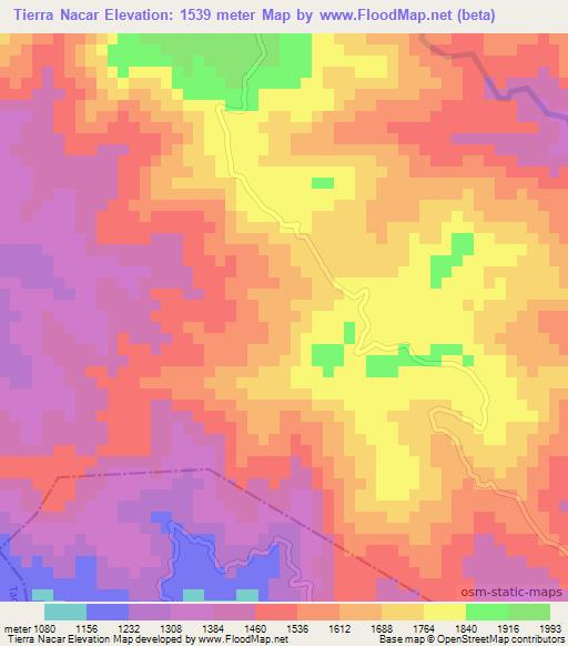 Tierra Nacar,Honduras Elevation Map