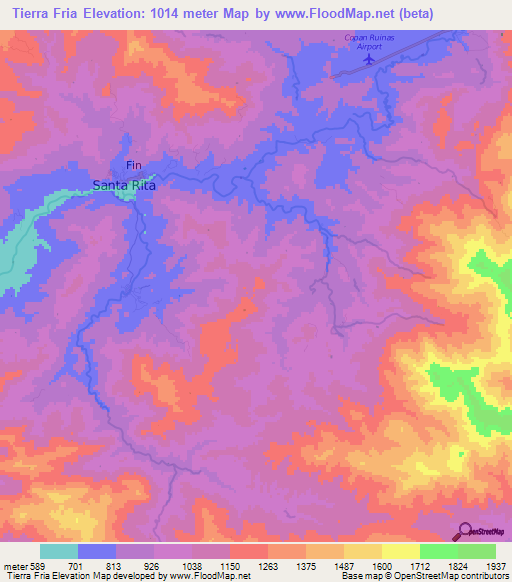 Tierra Fria,Honduras Elevation Map
