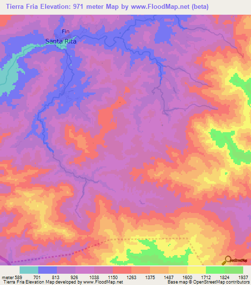 Tierra Fria,Honduras Elevation Map