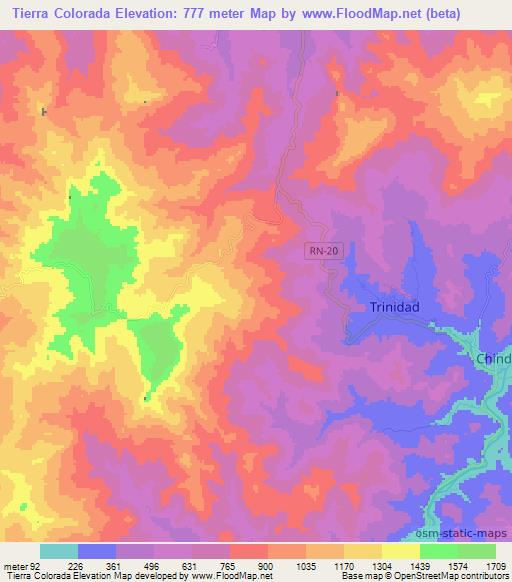 Tierra Colorada,Honduras Elevation Map