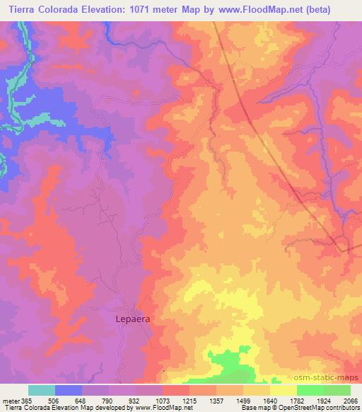 Tierra Colorada,Honduras Elevation Map