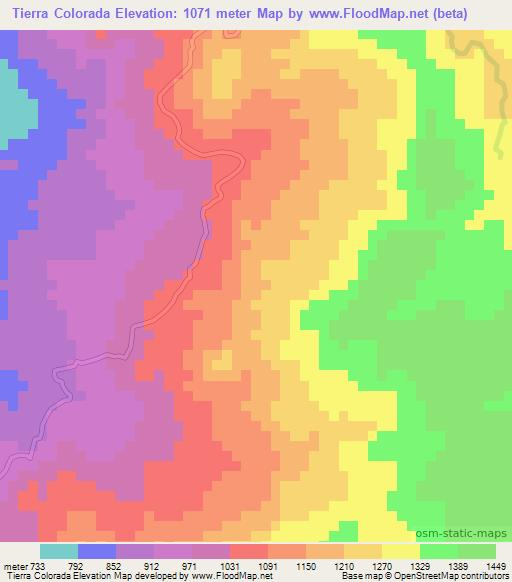 Tierra Colorada,Honduras Elevation Map