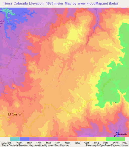 Tierra Colorada,Honduras Elevation Map