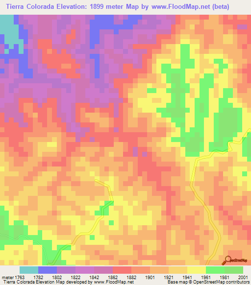 Tierra Colorada,Honduras Elevation Map