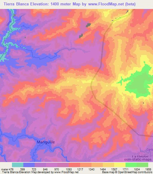 Tierra Blanca,Honduras Elevation Map