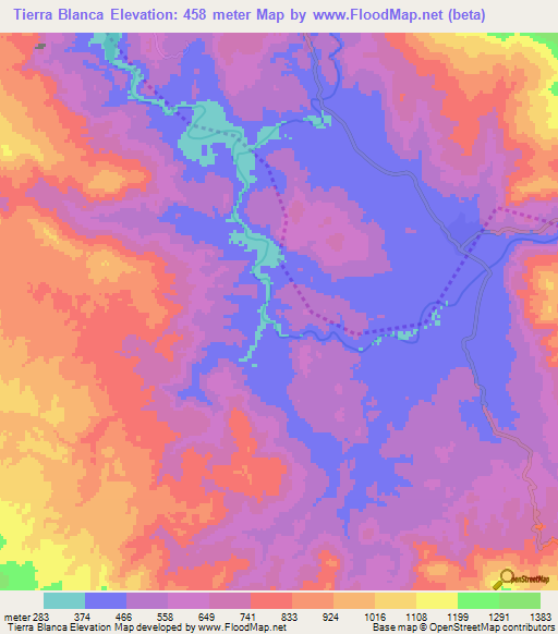 Tierra Blanca,Honduras Elevation Map