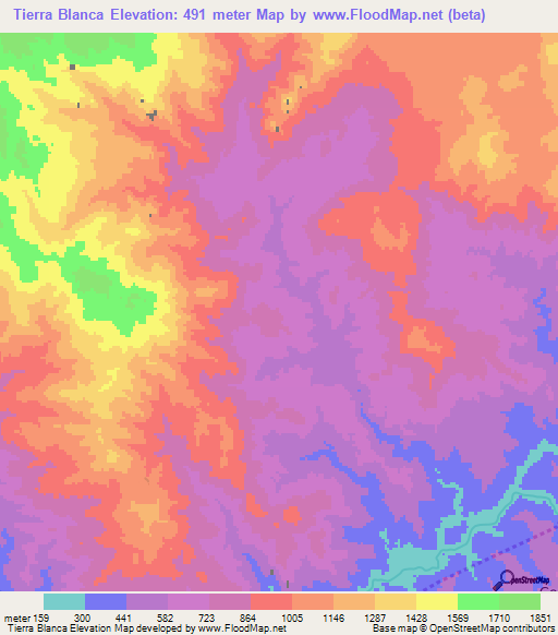 Tierra Blanca,Honduras Elevation Map