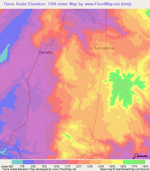 Tierra Arada,Honduras Elevation Map