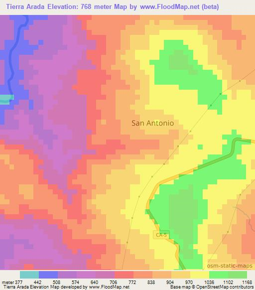 Tierra Arada,Honduras Elevation Map