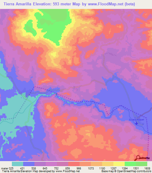 Tierra Amarilla,Honduras Elevation Map