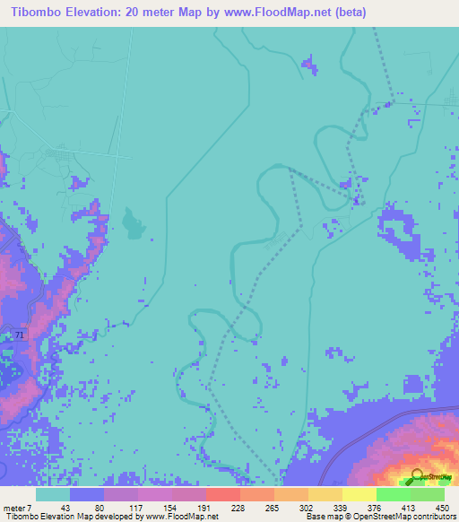 Tibombo,Honduras Elevation Map