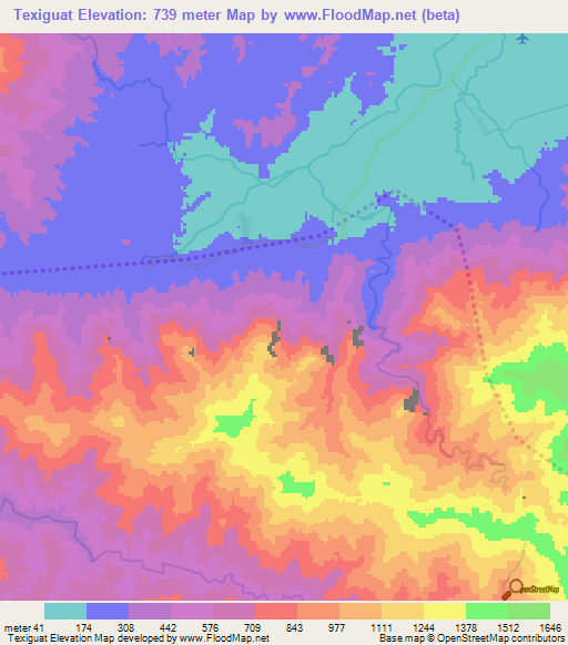 Texiguat,Honduras Elevation Map