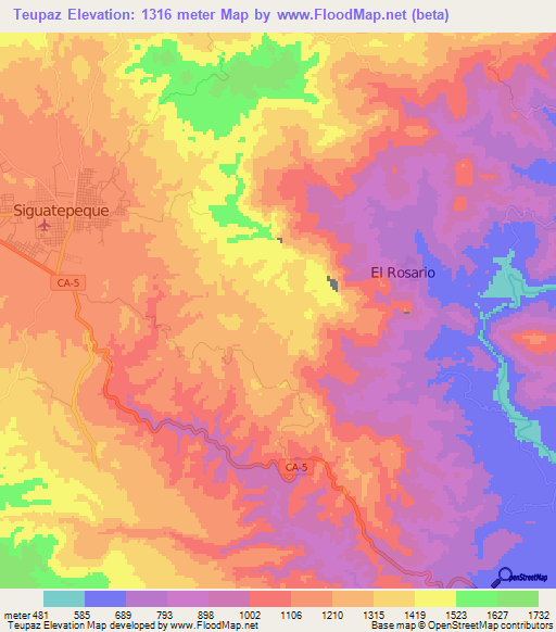 Teupaz,Honduras Elevation Map