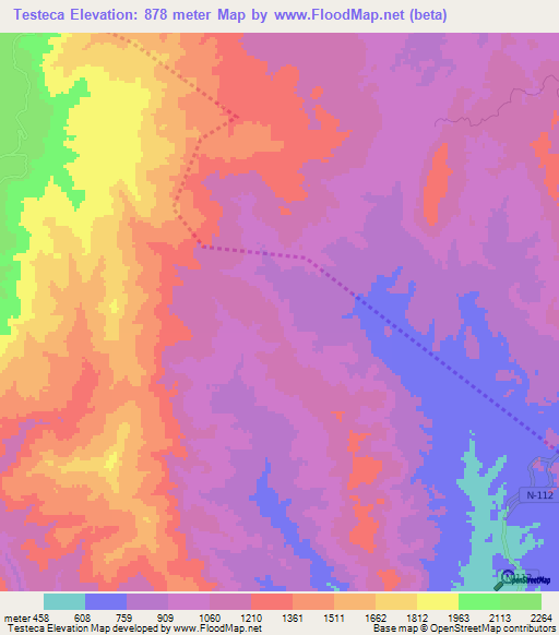 Testeca,Honduras Elevation Map