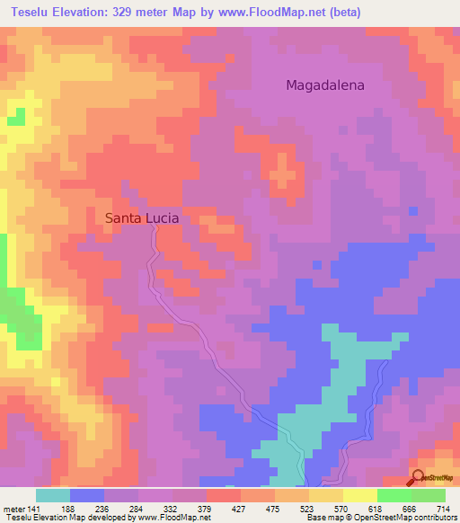 Teselu,Honduras Elevation Map