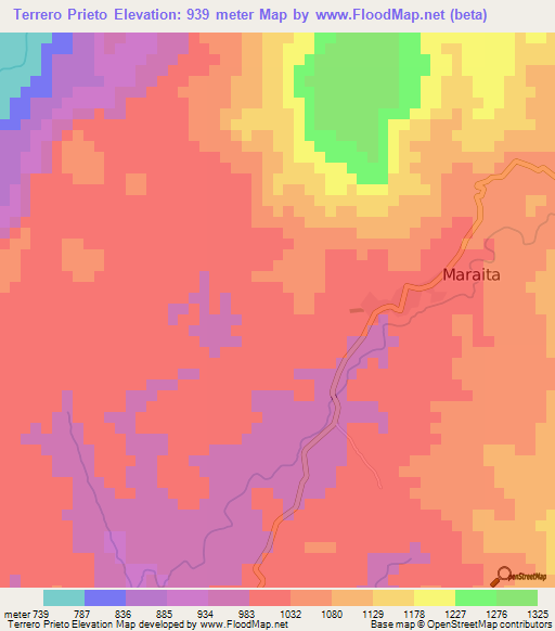 Terrero Prieto,Honduras Elevation Map