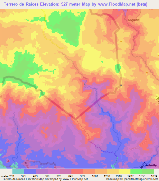 Terrero de Raices,Honduras Elevation Map
