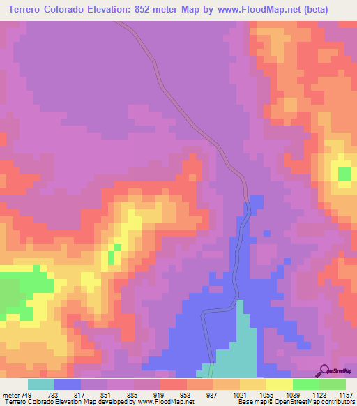 Terrero Colorado,Honduras Elevation Map