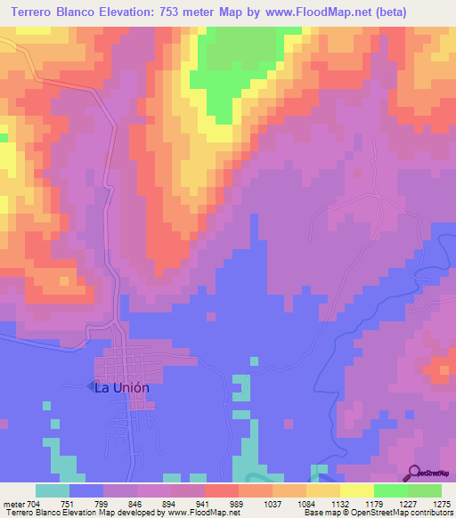Terrero Blanco,Honduras Elevation Map