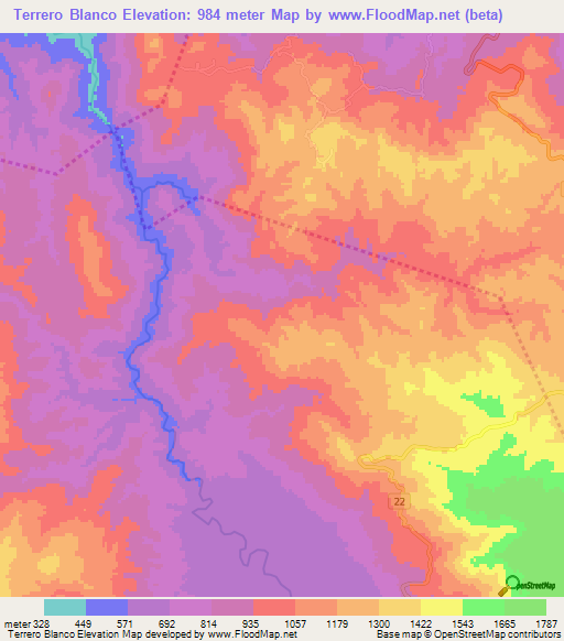 Terrero Blanco,Honduras Elevation Map