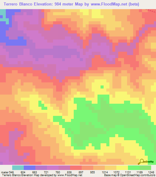 Terrero Blanco,Honduras Elevation Map
