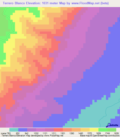 Terrero Blanco,Honduras Elevation Map