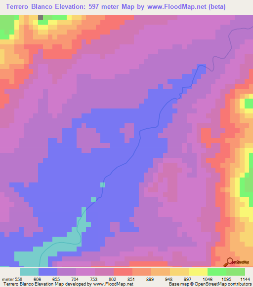 Terrero Blanco,Honduras Elevation Map