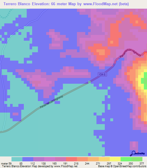Terrero Blanco,Honduras Elevation Map