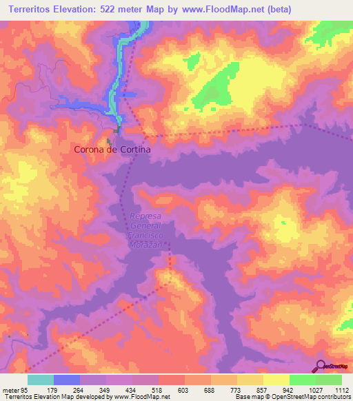 Terreritos,Honduras Elevation Map