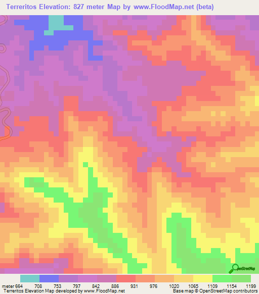 Terreritos,Honduras Elevation Map