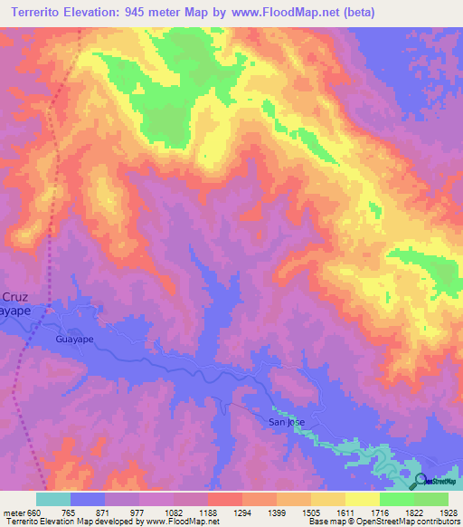 Terrerito,Honduras Elevation Map