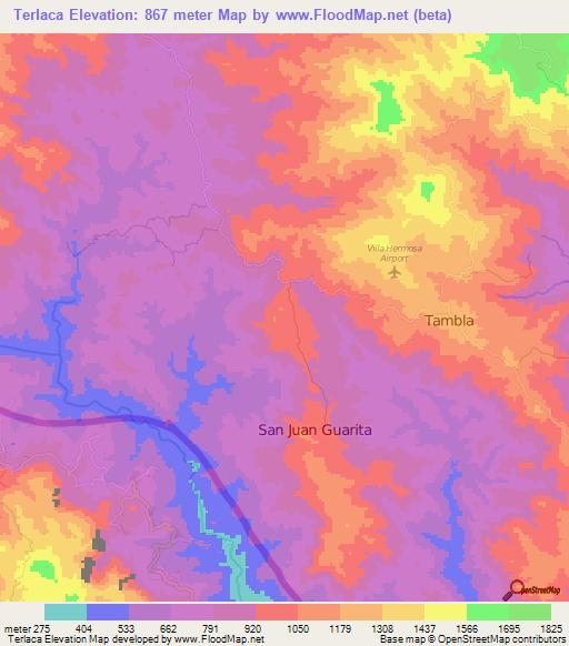 Terlaca,Honduras Elevation Map