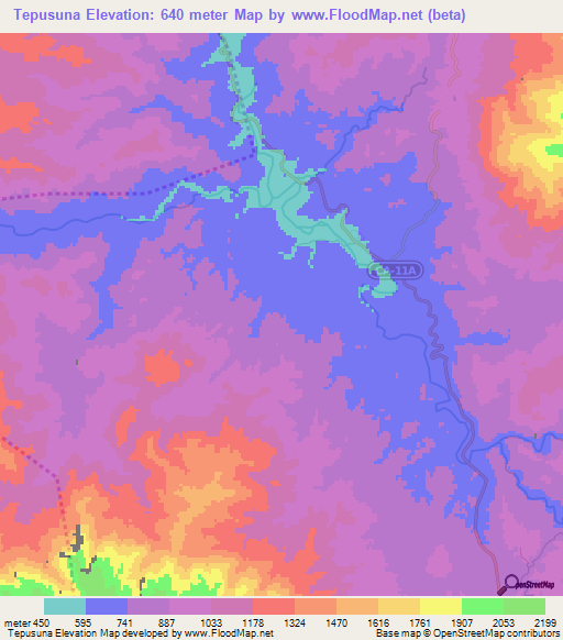 Tepusuna,Honduras Elevation Map
